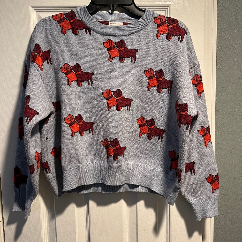 ANTHROPOLOGIE X FIND ME NOW TOTO CREW NECK DOGGIE SWEATER TOP